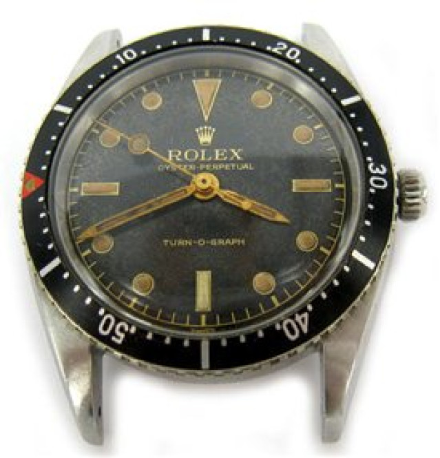 Rolex 6202 Steel No Bracelet on, Black Bezel Black Gilt with Luminous Dots & Index